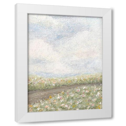 Pastel Oil Floral Fields White Modern Wood Framed Art Print by Straatsma, Leah