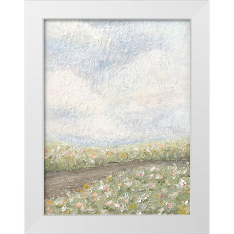 Pastel Oil Floral Fields White Modern Wood Framed Art Print by Straatsma, Leah
