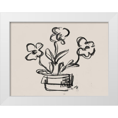Sketched Peonies in Vase White Modern Wood Framed Art Print by Straatsma, Leah