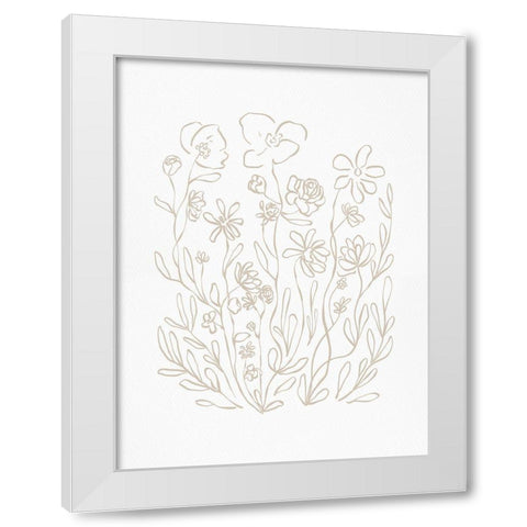 Inky Floral Neutral White Modern Wood Framed Art Print by Straatsma, Leah