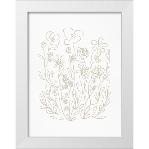 Inky Floral Neutral White Modern Wood Framed Art Print by Straatsma, Leah