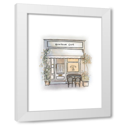 Bonjour Cafe White Modern Wood Framed Art Print by Straatsma, Leah