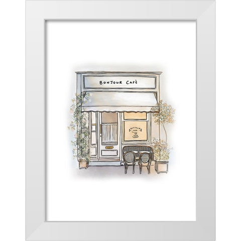 Bonjour Cafe White Modern Wood Framed Art Print by Straatsma, Leah