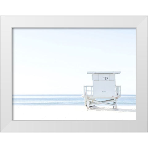 Beach Hut  Coastal 1 White Modern Wood Framed Art Print by Straatsma, Leah