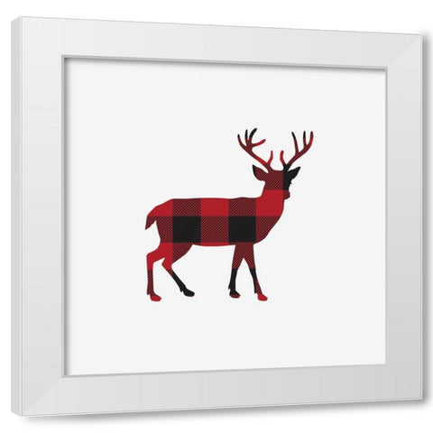 Buffalo Plaid Deer White Modern Wood Framed Art Print by Straatsma, Leah