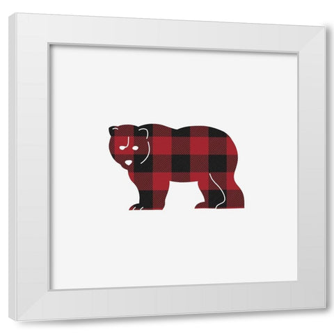 Buffalo Plaid Bear White Modern Wood Framed Art Print by Straatsma, Leah