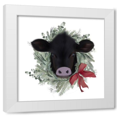 Cow Wreath White Modern Wood Framed Art Print by Straatsma, Leah