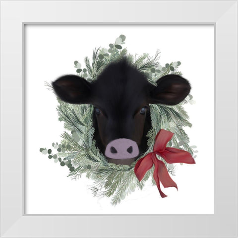 Cow Wreath White Modern Wood Framed Art Print by Straatsma, Leah