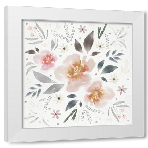 Floral Square Piece White Modern Wood Framed Art Print by Straatsma, Leah