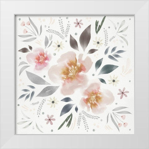 Floral Square Piece White Modern Wood Framed Art Print by Straatsma, Leah