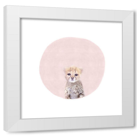 Baby Cheetah Pink White Modern Wood Framed Art Print by Straatsma, Leah