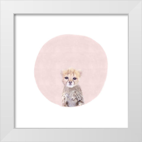 Baby Cheetah Pink White Modern Wood Framed Art Print by Straatsma, Leah
