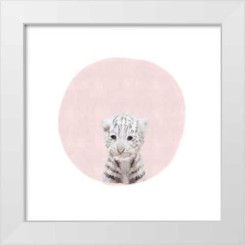 Baby White Tiger Pink White Modern Wood Framed Art Print by Straatsma, Leah