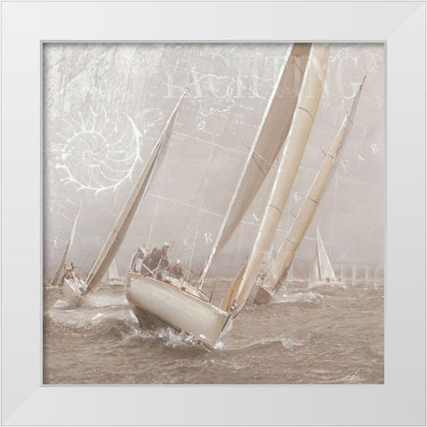 Sailboat Races II White Modern Wood Framed Art Print by Unknown