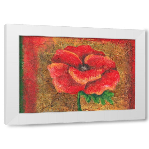 Red Poppy White Modern Wood Framed Art Print by Budd, Tiffany