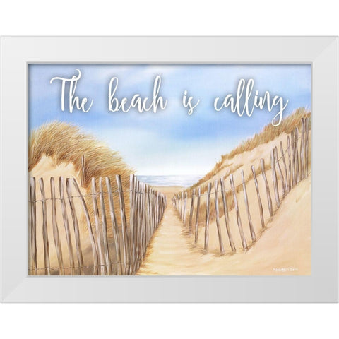 Beach Calling White Modern Wood Framed Art Print by May