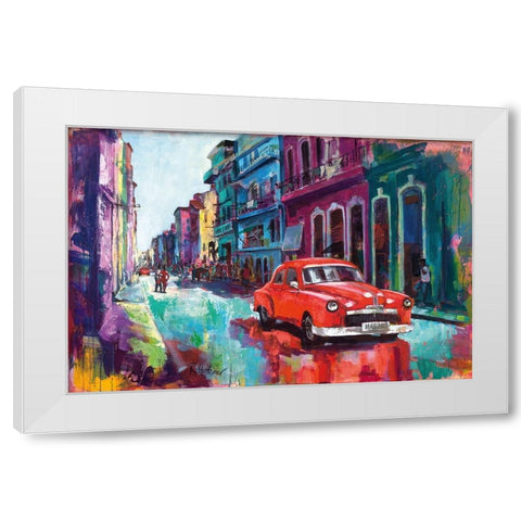 Dancing In The Streets Of Havana White Modern Wood Framed Art Print by Holzner, Renate
