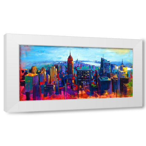 New York White Modern Wood Framed Art Print by Holzner, Renate