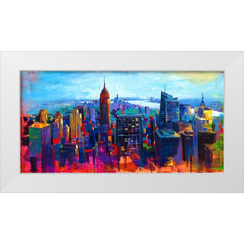 New York White Modern Wood Framed Art Print by Holzner, Renate