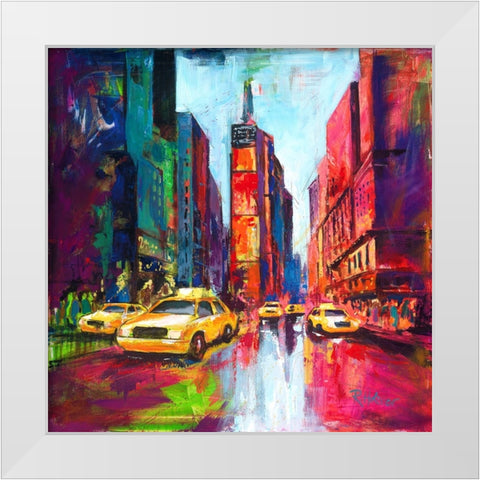 New York Times Square White Modern Wood Framed Art Print by Holzner, Renate