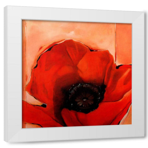 Crimson Poppy 2 White Modern Wood Framed Art Print by May