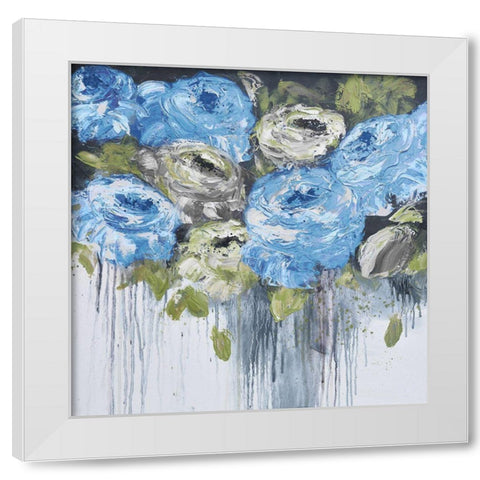 Blue Cascading Delight 2 White Modern Wood Framed Art Print by May