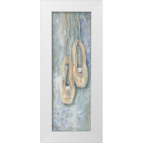 Hanging Ballerina Shoes White Modern Wood Framed Art Print by May