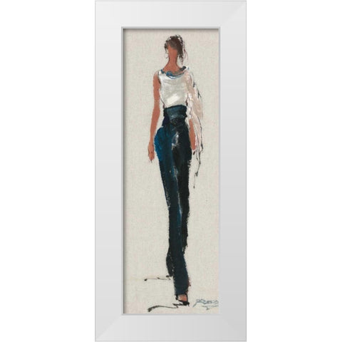 Catwalk Strutting White Modern Wood Framed Art Print by May
