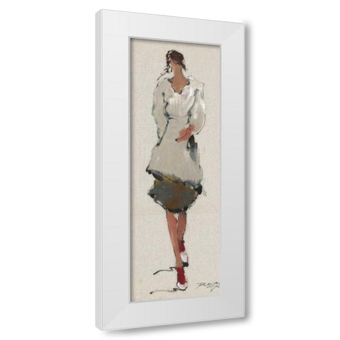 Casual Strolling Two White Modern Wood Framed Art Print by May