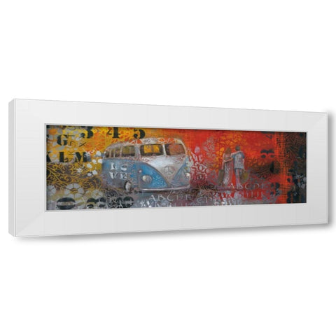Love Bus White Modern Wood Framed Art Print by May