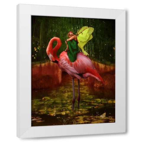 Flamingo Fairy 82390 White Modern Wood Framed Art Print by May
