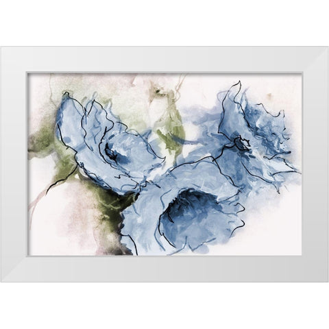 Animated Blue Flora White Modern Wood Framed Art Print by May