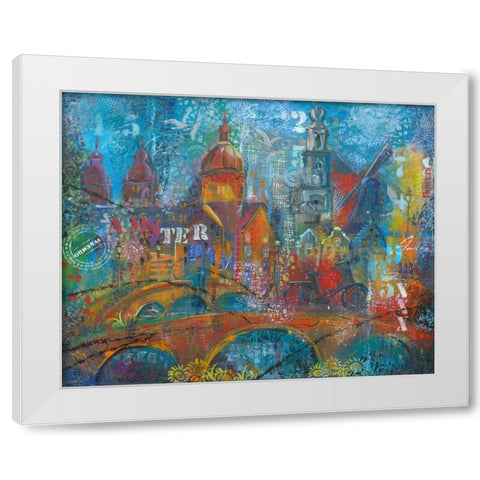 City Bridge White Modern Wood Framed Art Print by May