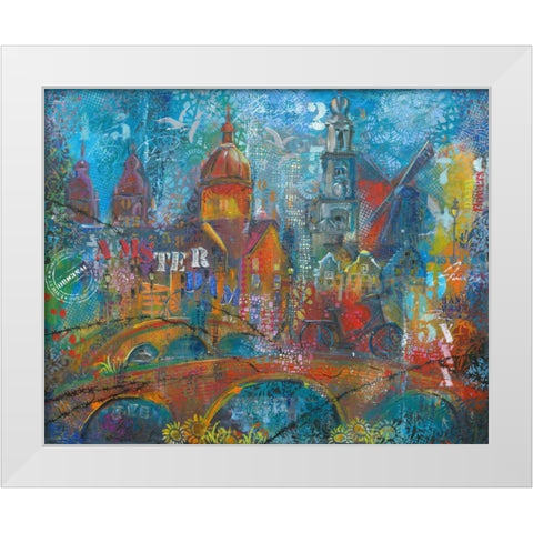 City Bridge White Modern Wood Framed Art Print by May