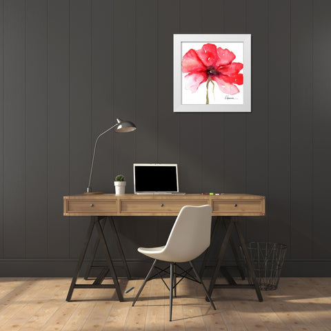Floral in Red White Modern Wood Framed Art Print by May
