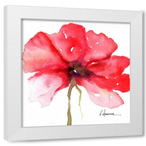 Floral in Red White Modern Wood Framed Art Print by May