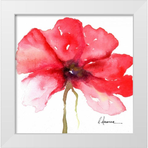 Floral in Red White Modern Wood Framed Art Print by May