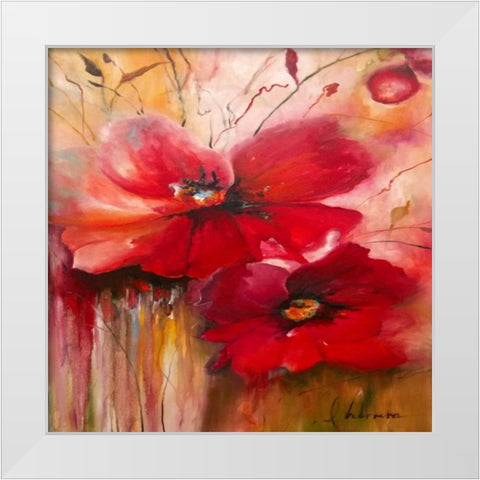 Ruby Rush White Modern Wood Framed Art Print by Isabella