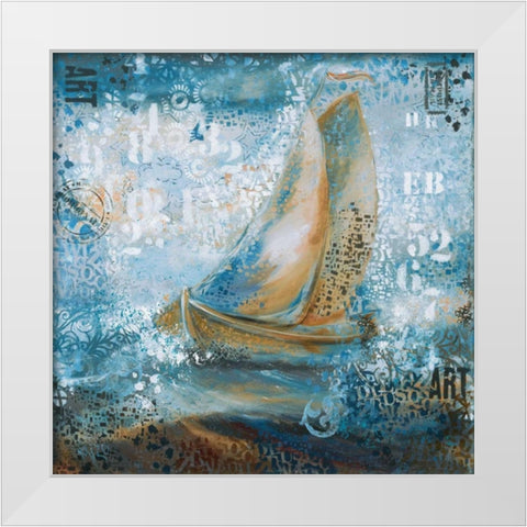 Stormy Seas White Modern Wood Framed Art Print by May