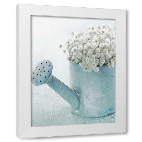 Vintage Blue Pot White Modern Wood Framed Art Print by May