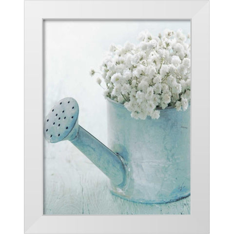 Vintage Blue Pot White Modern Wood Framed Art Print by May
