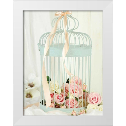 Think Blue White Modern Wood Framed Art Print by May