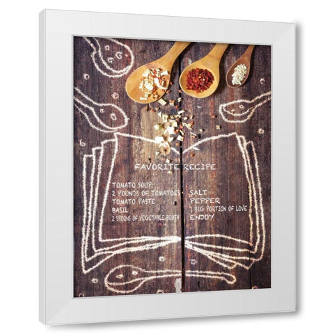 Favorite Recipe White Modern Wood Framed Art Print by May