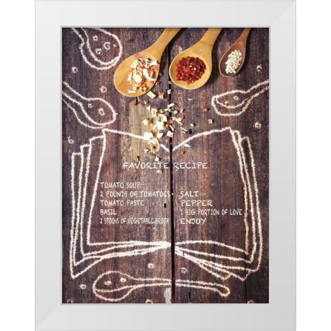 Favorite Recipe White Modern Wood Framed Art Print by May