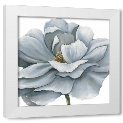 Blue Silken Bloom Withaar White Modern Wood Framed Art Print by May