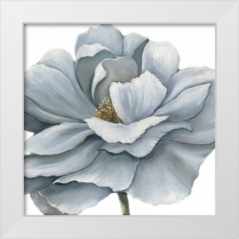 Blue Silken Bloom Withaar White Modern Wood Framed Art Print by May
