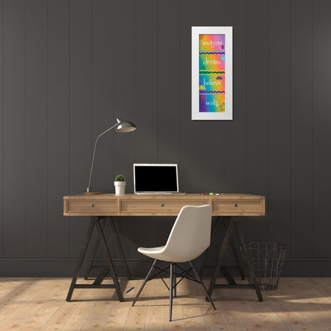 Kid Imagine Rainbow White Modern Wood Framed Art Print by Hogan, Melody