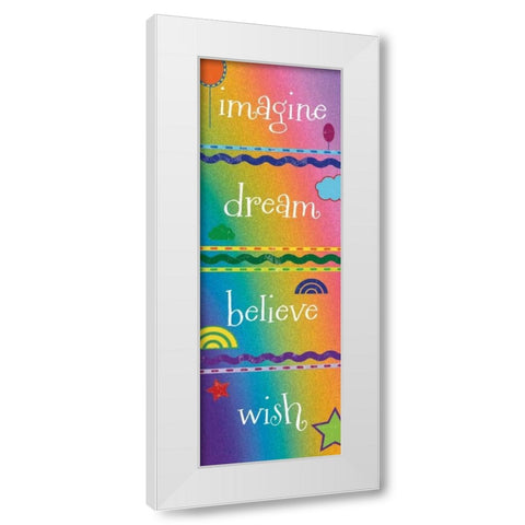 Kid Imagine Rainbow White Modern Wood Framed Art Print by Hogan, Melody