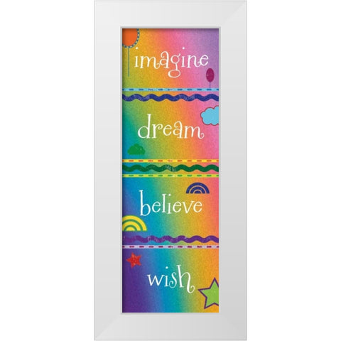 Kid Imagine Rainbow White Modern Wood Framed Art Print by Hogan, Melody