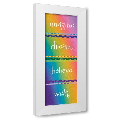 Kid Dreams Rainbow White Modern Wood Framed Art Print by Hogan, Melody